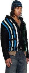 Andersson Bell Black Reverse Stripe Knit Hoodie