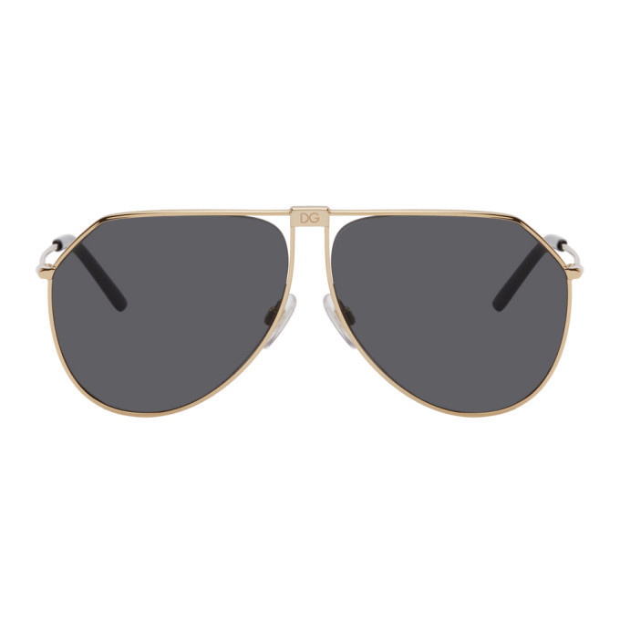 Photo: Dolce and Gabbana Gold Slim Aviator Sunglasses