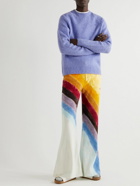 Acne Studios - Flared Striped Garment-Dyed Cotton-Terry Sweatpants - Yellow