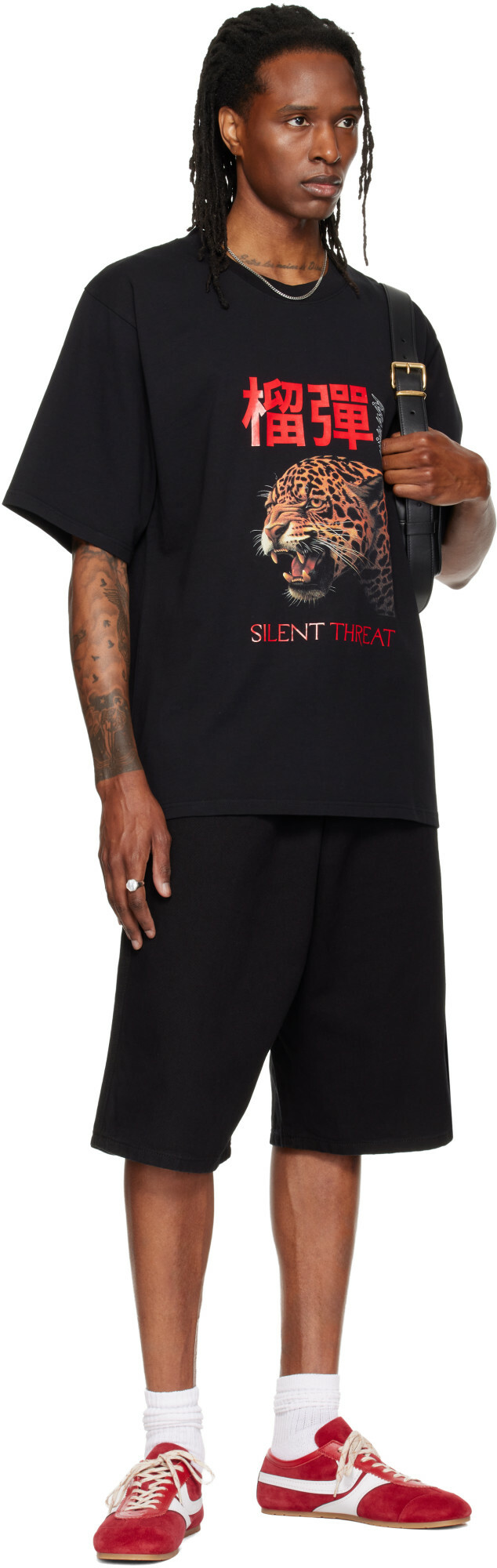LU'U DAN Black Leopard Graphic T-shirt