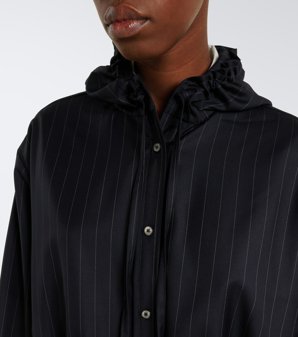 Acne Studios Pinstripe hooded wool jacket