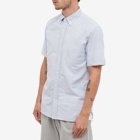 Beams Plus Men's Short Sleeve Oxford Shirt in Blue Candy Stripe
