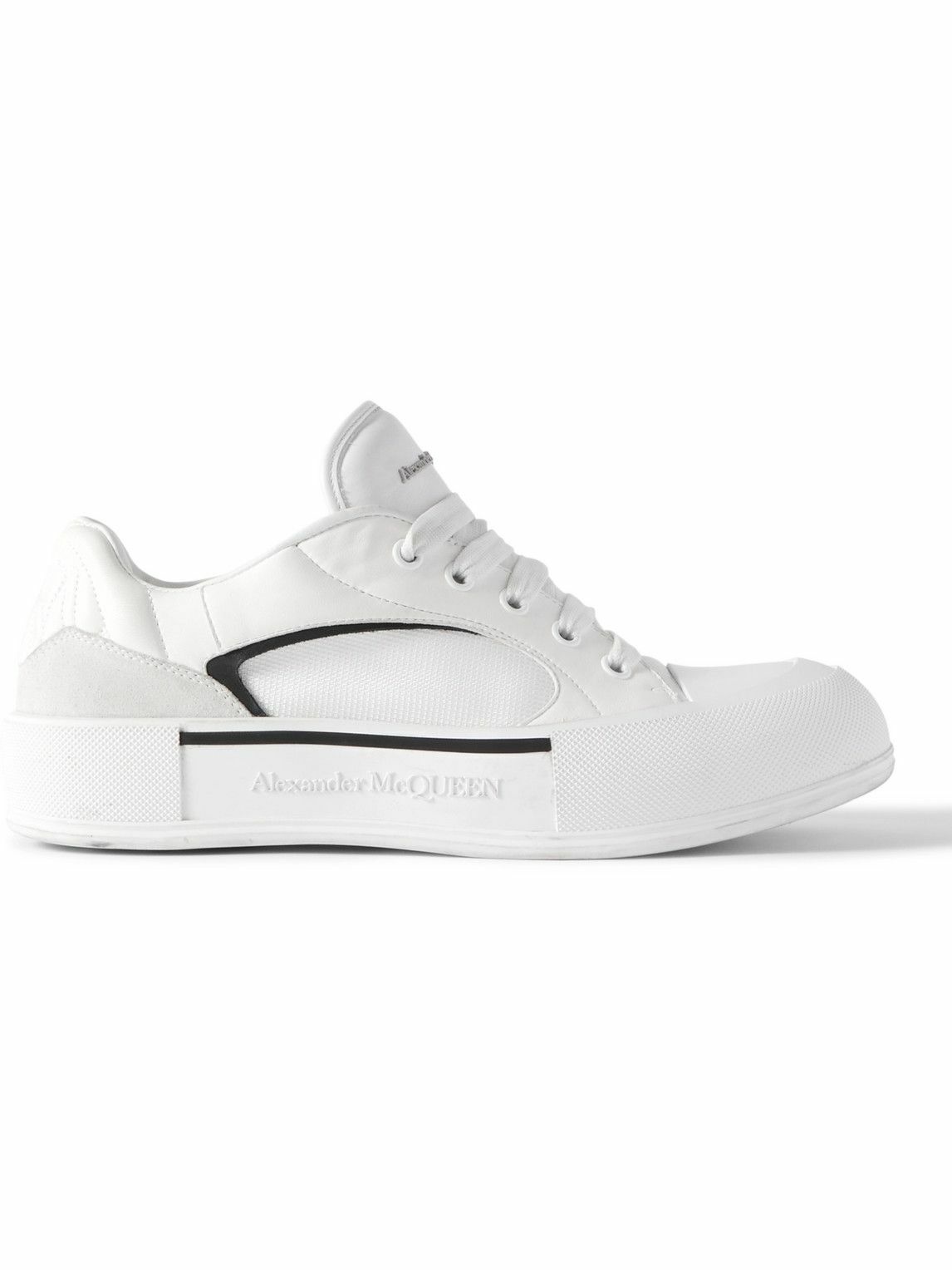 Photo: Alexander McQueen - Deck Canvas and Suede-Trimmed Padded Leather Sneakers - White