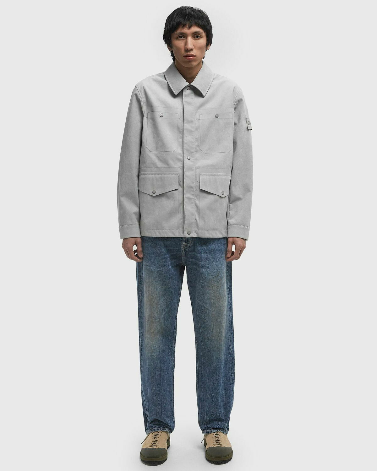 ジャケット・アウター STONE  Ghost Piece Overshirt Gray STONE ISLAND 'Ghost Piece' overshirt dark grey | BRAUN Hamburg