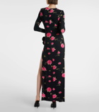 Magda Butrym Floral-appliqué gathered maxi dress