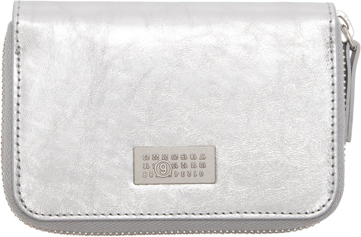 Photo: MM6 Maison Margiela Silver Numeric Leather Zip Wallet