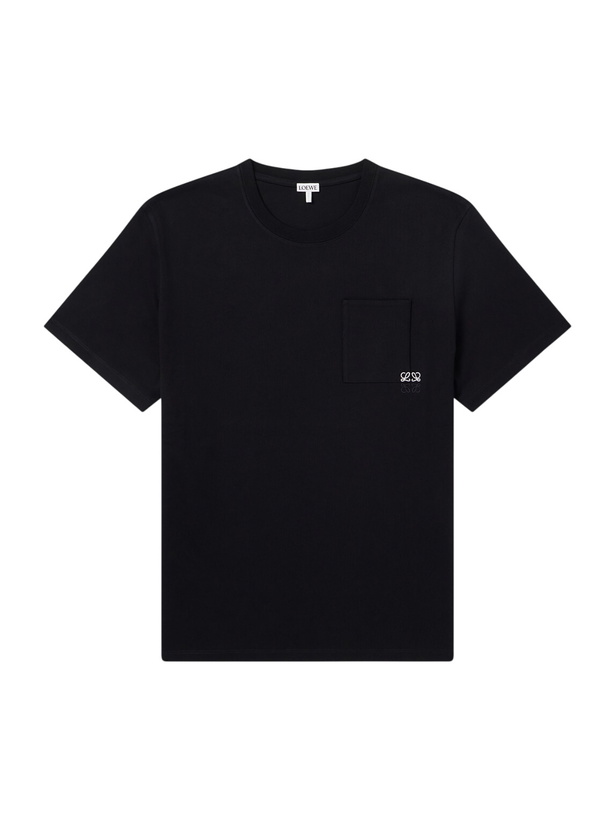 Photo: LOEWE - Anagram-Embroidered Cotton-Jersey T-Shirt - Black