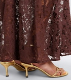 De La Vali Bodita draped cotton-blend lace gown