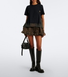 Sacai Paneled plissé cotton jersey T-shirt