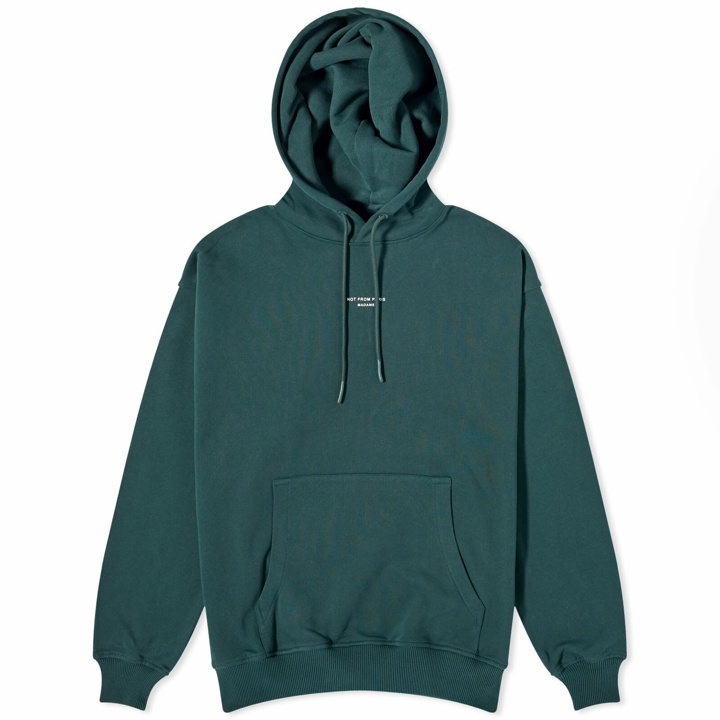 Photo: Drole de Monsieur Men's Drôle de Monsieur Centre Logo Hoodie in Dark Green