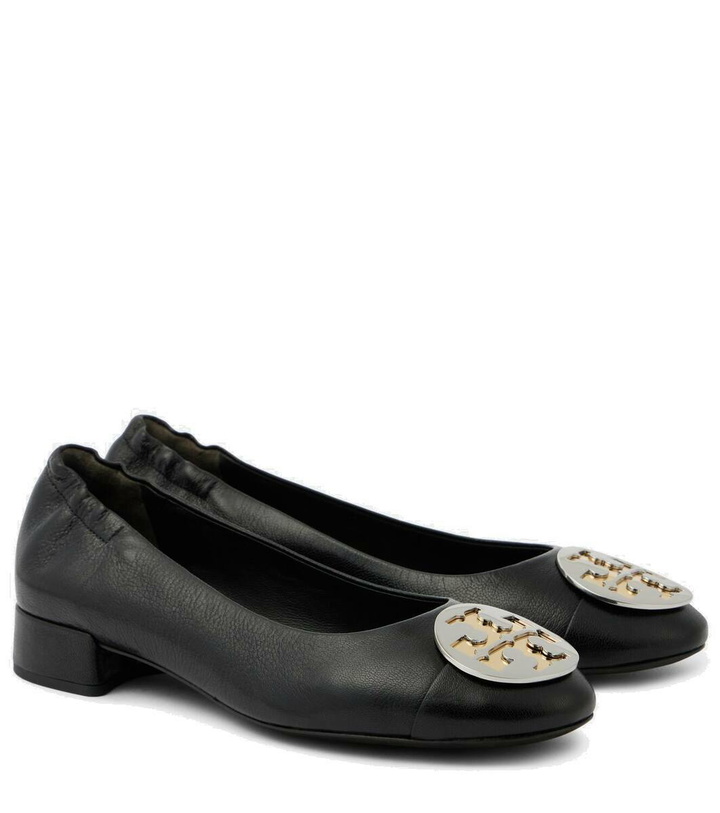 Photo: Tory Burch Claire logo leather ballet flats