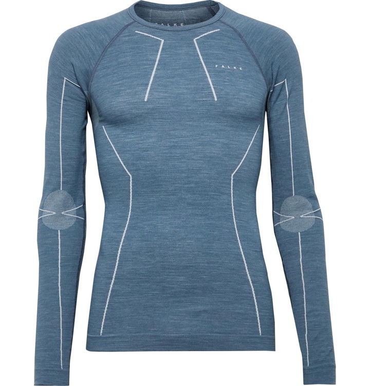 Photo: FALKE Ergonomic Sport System - Stretch Virgin Wool-Blend Ski Base Layer - Blue