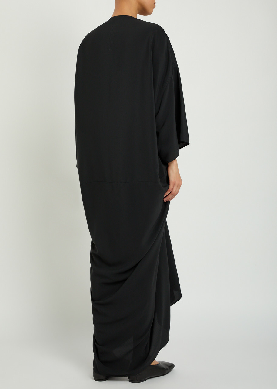 Rick Owens Tommykite Crepe Maxi Dress Black