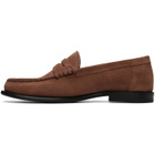 BOSS Brown Penny-Trim Suede Loafers