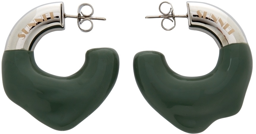 Photo: Sunnei Silver & Green Small Rubberized Earrings