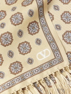 Valentino Garavani - Tasselled Printed Silk-Twill Scarf