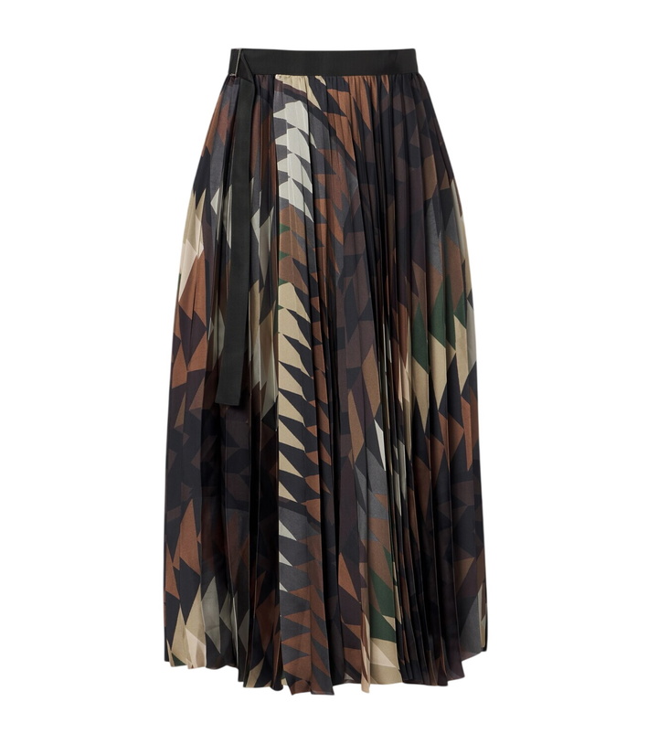 Photo: Sacai x A.P.C. plissé printed midi skirt
