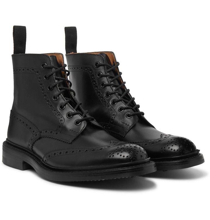 Photo: Tricker's - Stow Full-Grain Leather Brogue Boots - Black