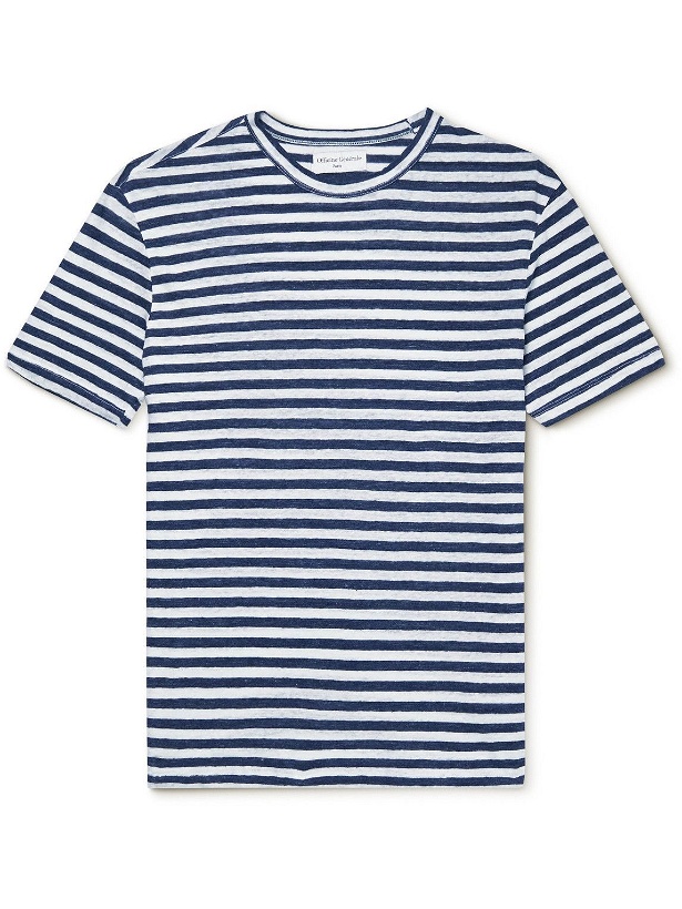 Photo: Officine Générale - Striped Linen T-Shirt - Blue