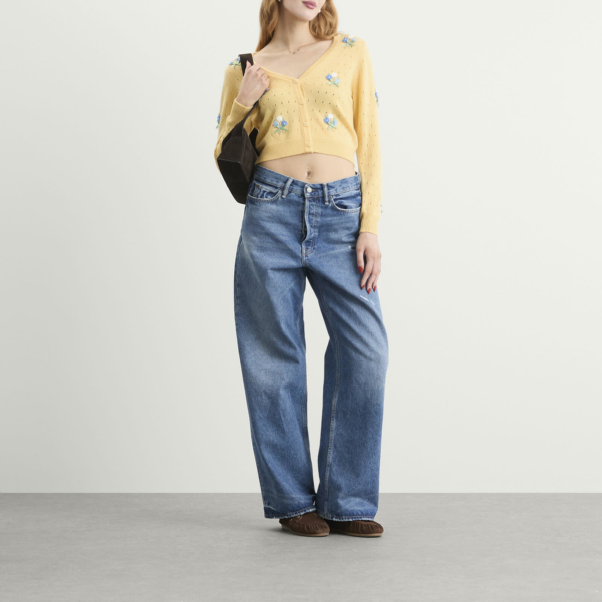 RIXO Women's Merinda Cardigan in Floret Embroidery Yellow