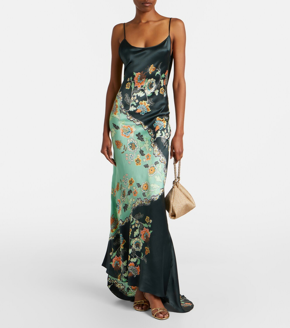 Roberto Cavalli Floral silk satin gown