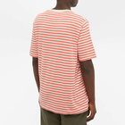 Folk Men's Classic Stripe T-Shirt in Tropical Pink/Ecru