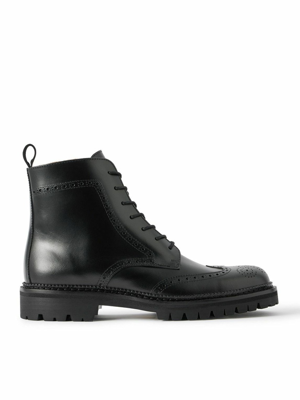 Photo: Mr P. - Jacques Waxed-Leather Brogue Boots - Black