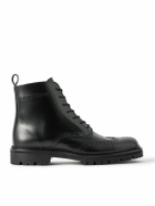 Mr P. - Jacques Waxed-Leather Brogue Boots - Black