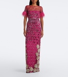 Là Fuori Aviary Crystal embellished bustier gown