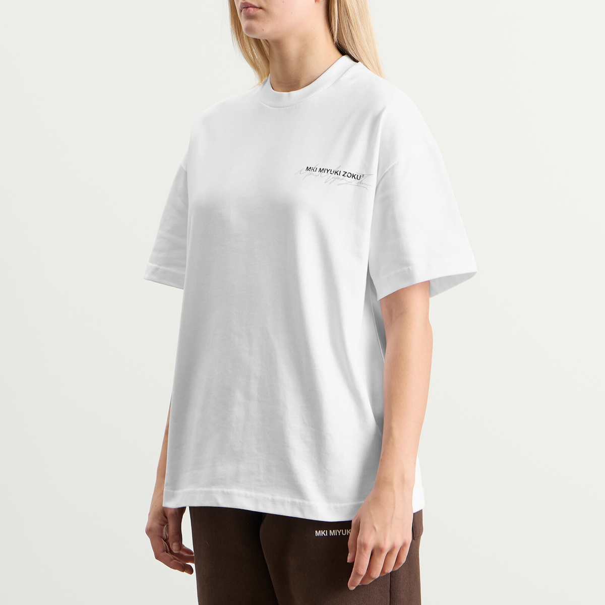 MKI Women's Signature Overlay T-Shirt Presented by END. in White/Light Grey