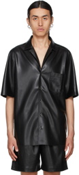 Nanushka Black Vegan Leather Osmo Short Sleeve Shirt