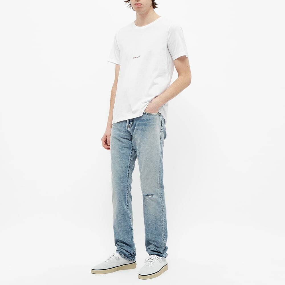 Saint Laurent Men's Archive Logo T-Shirt in White Saint Laurent