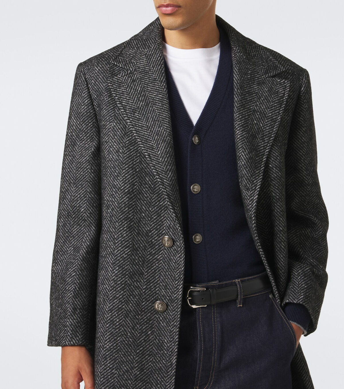 Brunello Cucinelli Herringbone wool and alpaca-blend coat