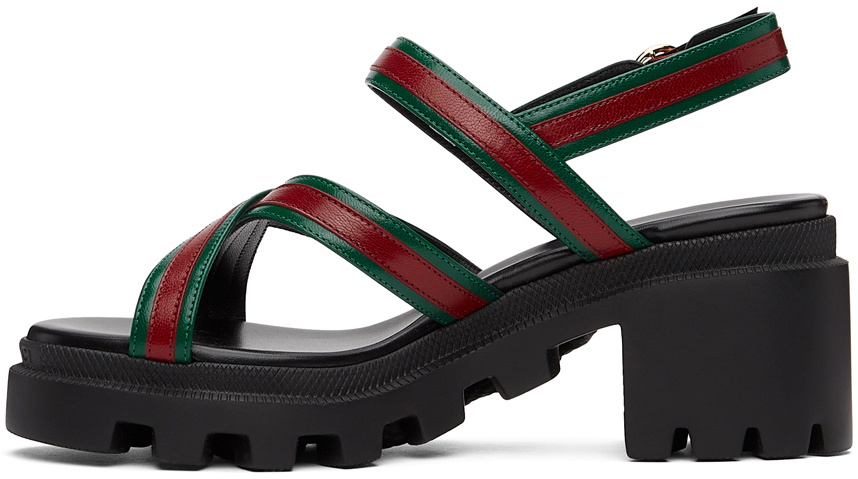 Gucci Green & Red Lug Sole Heeled Sandals Gucci display picture 1