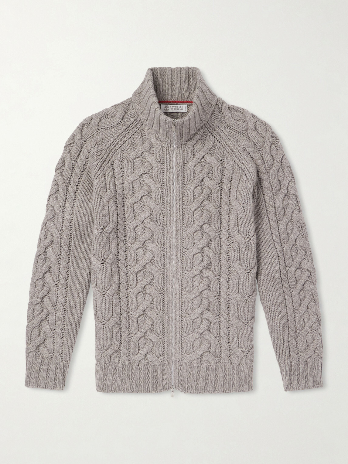 Brunello Cucinelli - Cable-Knit Cashmere Zip-Up Sweater - Gray