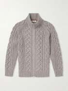 Brunello Cucinelli - Cable-Knit Cashmere Zip-Up Sweater - Gray