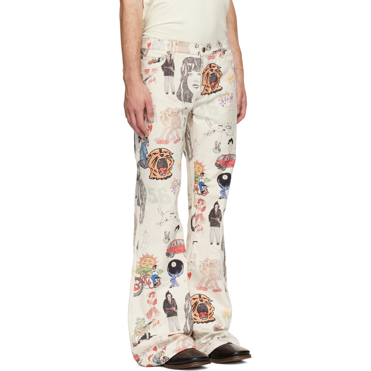 COÛT DE LA LIBERTÉ Off-White Jimmy California Cool Japan Canvas Flare Jeans