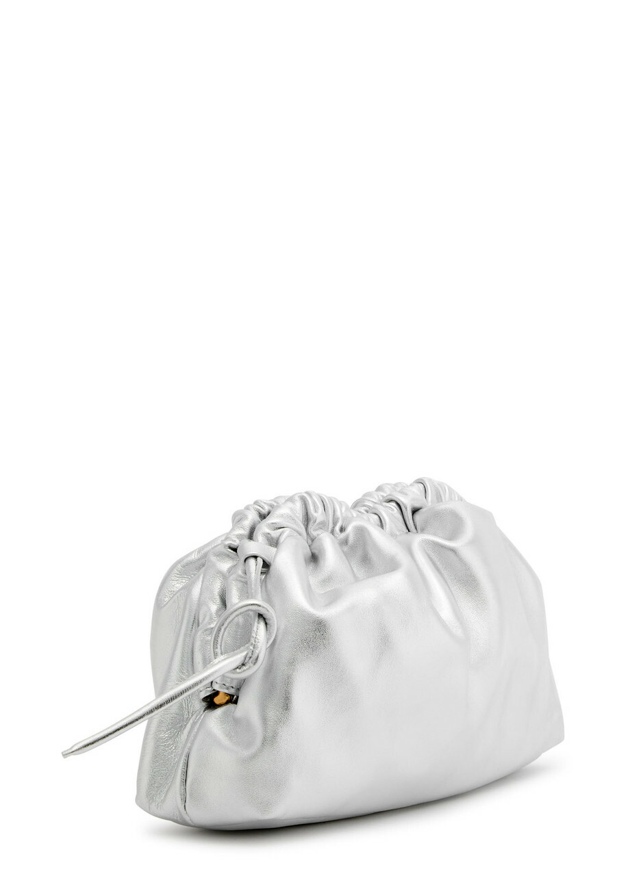 Mansur Gavriel Cloud Mini Metallic Leather Clutch - Silver - One Size