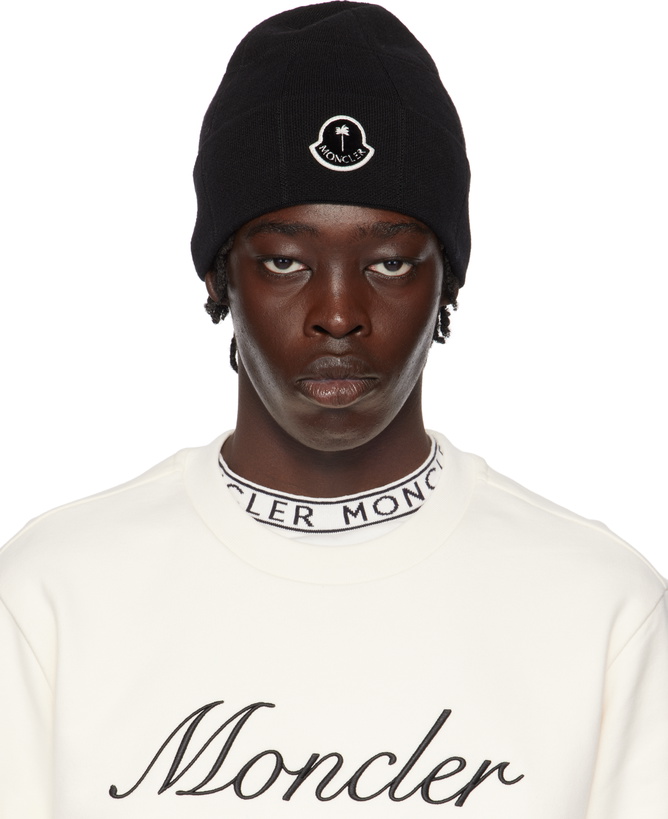 Photo: Moncler Genius Moncler x Palm Angels Black Logo Beanie