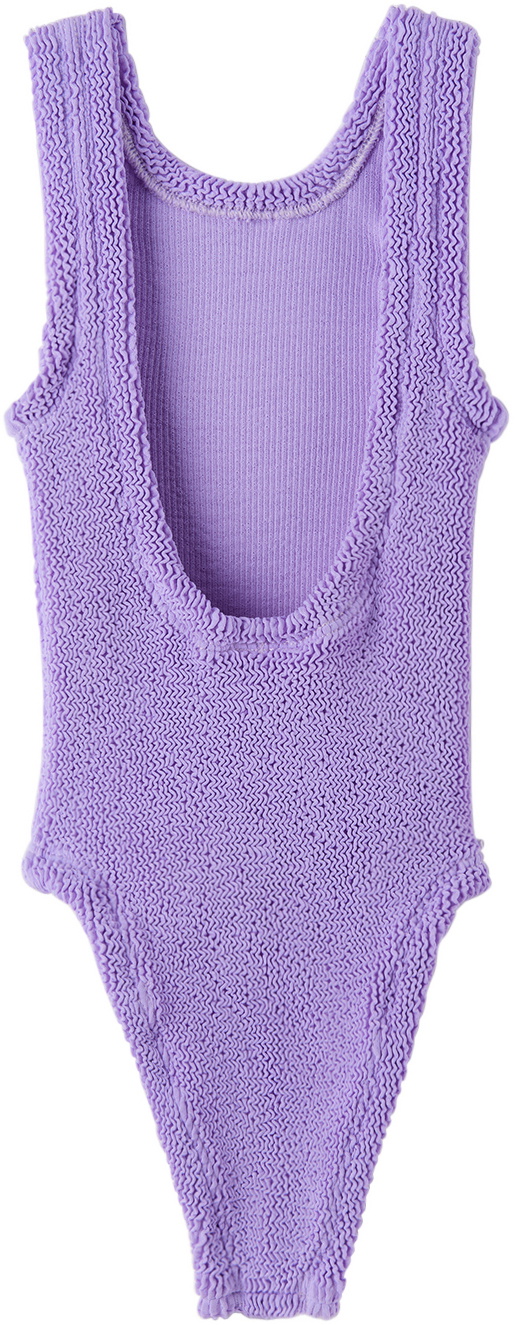 Hunza G Baby Purple Shirred One-Piece Swimsuit Hunza G