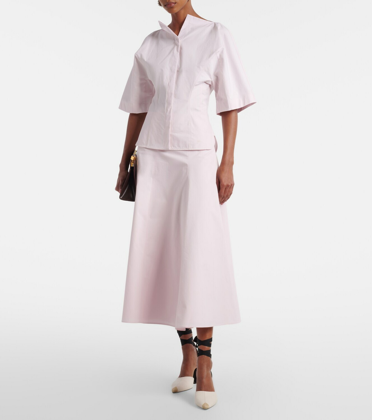 Jacquemus Triangle cotton poplin midi skirt