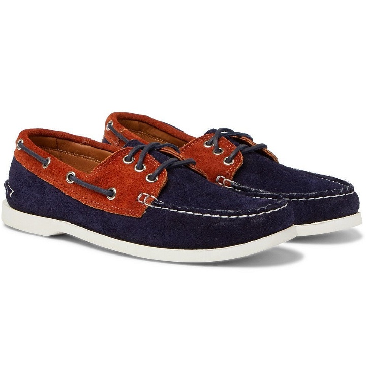 Photo: Quoddy - Downeast Two-Tone Suede Boat Shoes - Navy