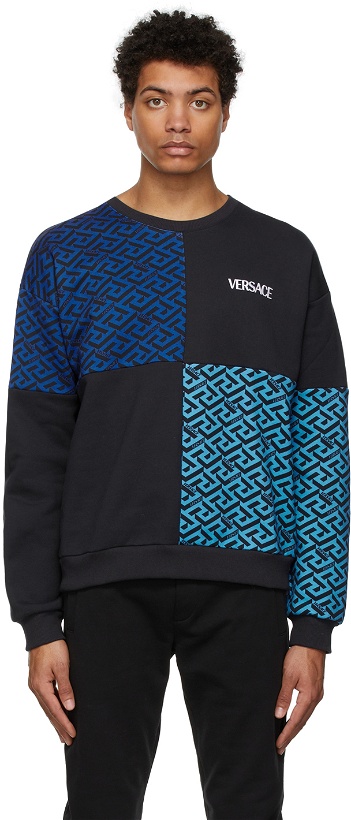 Photo: Versace Blue & Black La Greca Sweatshirt