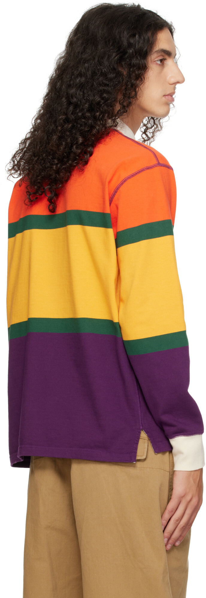 Drake's Multicolor Multi Stripe Cotton Rugby Polo