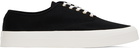 Maison Kitsuné Black Canvas Lace-Up Sneakers