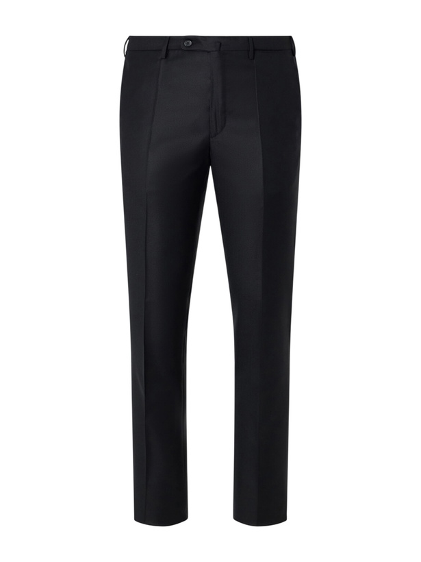 Photo: Slowear - Incotex Tapered Pintucked Wool and Silk-Blend Twill Trousers - Black
