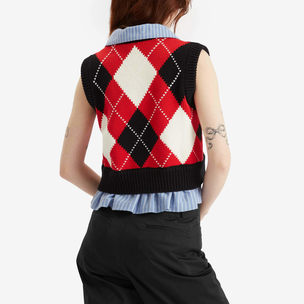 Charles Jeffrey Loverboy Women's Smart Cropped Vest in Red Argyl