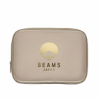 BEAMS JAPAN Logo Pouch - Large in Brown 