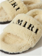AMIRI - Logo-Embroidered Shearling Slippers - Neutrals