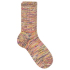 Anonymous Ism 5 Colour Mix Crew Sock in Pink